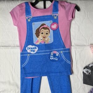 Ms. Rachel 2pc Short Sleeve Snug Fit Pajama Blue and Pink 2T